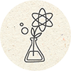 Science icon with chemistry flask and atoms